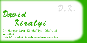 david kiralyi business card